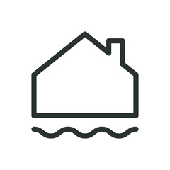 Poster - groundwater level line icon, house flooding vector symbol with editable stroke