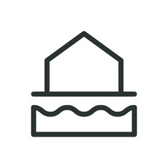 Poster - Water table under house line icon, groundwater under house vector symbol with editable stroke
