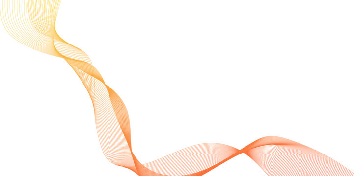 Abstract orange gold lines flowing across a white background in a smooth, wave like design, abstract with dynamic orange waves lines and particles, futuristic technology.