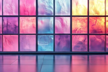 Poster - Colorful glass panels create a vibrant atmosphere in an indoor space during daylight hours