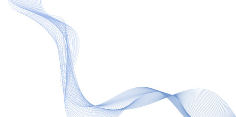 Wall Mural - abstract vector blue wave lines on white background, futuristic technology and sound wave pattern, c