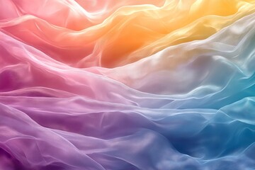 Poster - Colorful fabric waves create a dreamy abstract background filled with soft pastel hues blending together smoothly and beautifully