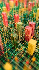 Poster - Futuristic voxel landscape representing complex network infrastructure