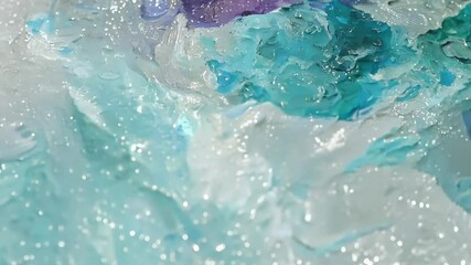 Poster - A painting of water with a blue and white background. The water is very choppy and has a lot of white foam