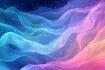 Leinwandbilder - Colorful wave patterns create a dreamy atmosphere in a cosmic background filled with stars