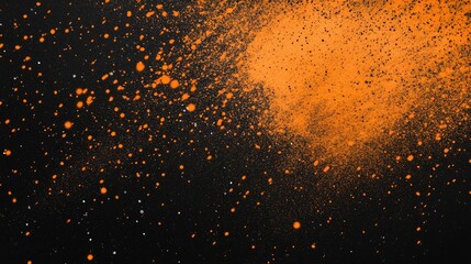 Poster - Vibrant orange powder explosion against a dark background, creating a dynamic and energetic visual effect
