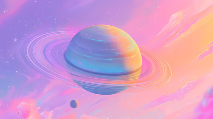 Wall Mural - pastel planet in cosmic cloudscape