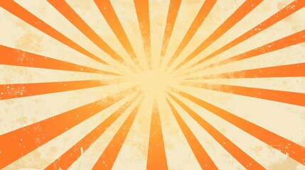Poster - Vibrant sunburst pattern with orange and cream rays radiating from the center, ideal for backgrounds or graphic design