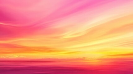 Poster - Vibrant sunset over a tranquil ocean, with soft pink and orange hues blending in the sky and gentle waves below