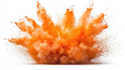 Poster - A vibrant orange explosion erupting against a white background, creating a dynamic visual effect and energy