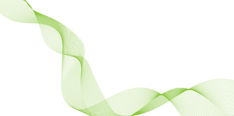 Poster - abstract background made form colorful wave lines, abstract green curve isolated on a white backgrou