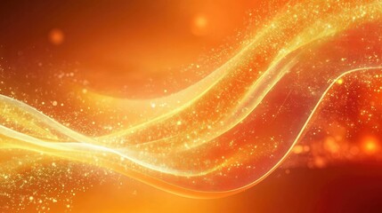 Poster - Abstract waves of orange and gold light swirl gracefully against a soft gradient background, creating a warm ambiance