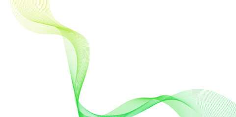 Wall Mural - abstract minimal tech with wave green lines and light yellow points on a white background, abstract 