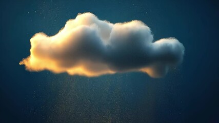 Poster - Creative Cloud with Rainfall Effect Against a Dark Blue Background, Featuring Soft Organic Shapes and Atmospheric Depth