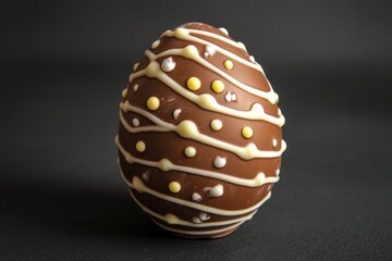 Aufkleber - Handmade chocolate egg decorated with icing and colorful sprinkles for festive celebrations
