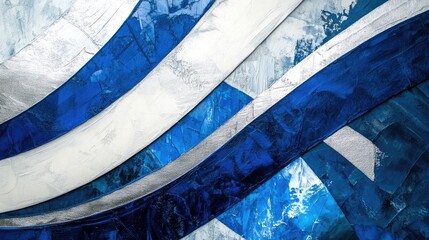 Poster - Abstract waves of blue and white paint create a dynamic texture, evoking a sense of movement and fluidity
