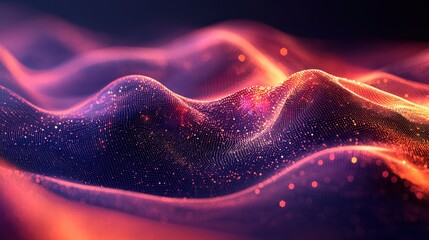 Poster - Abstract Digital Waves with Colorful Glow in Dark Background