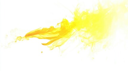 Poster - Vibrant yellow ink swirling in water, creating dynamic patterns against a bright white background