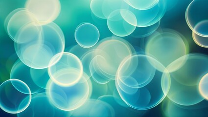 Poster - bubbles floating in a serene blue background creating a calming and tranquil atmosphere