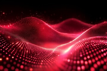Poster - Colorful digital waves of light undulate in red shades creating a mesmerizing abstract landscape during a night event