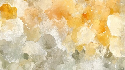 Poster - Abstract watercolor texture featuring warm hues of orange and yellow blending with soft gray tones, ideal for backgrounds