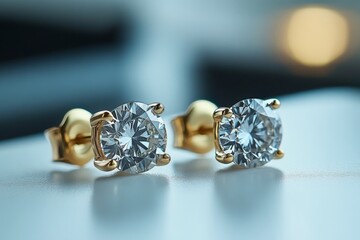 Aufkleber - Elegant diamond earrings on display highlighting intricate design and shine