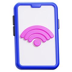 Poster - phone with pink wifi symbol, perfect for technology blogs, mobile app promotions, and social media posts targeting young audiences
