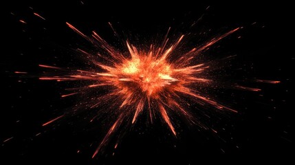 Aufkleber - A vibrant explosion of orange and red colors against a black background, symbolizing energy and power