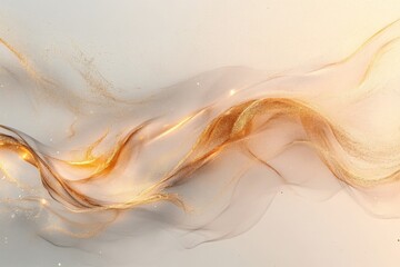 Poster - Elegant golden waves flowing gracefully across a soft background, creating a tranquil atmosphere and a sense of motion in contemporary design