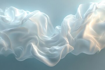 Poster - Soft, flowing fabric creating an ethereal atmosphere in a serene light setting