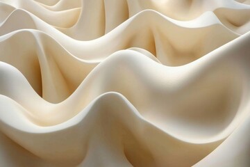Leinwandbilder - Soft waves of cream fabric create a serene and elegant texture in natural light
