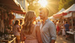 © Anatoly - Loving couple sharing a moment at artisan market during golden hour