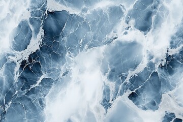 Aufkleber - Stunning swirl of blue and white waves capturing the beauty of ocean depths and rocky textures in detailed marble-like formation