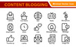 © artnazu - Content Blogging Line icon set. Post, social media, community, content, website, sharing, create, opinion. Business concept. Web vector infographic in outline icon style.