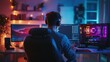 © adiba sakila atmari - Night Gamer: Immersive PC Gaming Setup in Vibrant Room