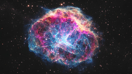 a vivid cosmic nebula in deep space with star.