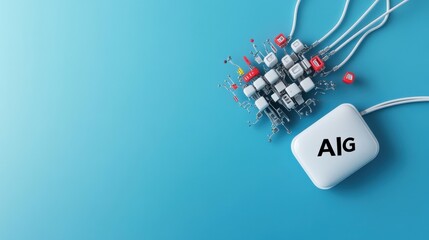 Poster - This image showcases a creative technology concept featuring AIG branding, highlighting connections and innovation in a modern digital landscape.