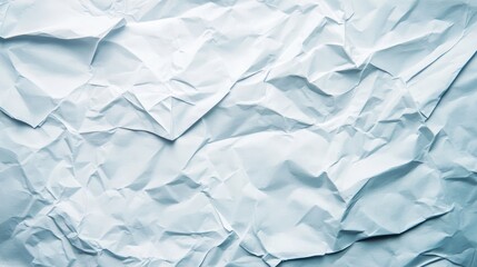 Poster - Crumpled white paper texture showcasing intricate folds and shadows, ideal for backgrounds or design projects