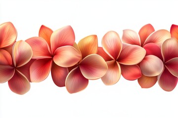 Aufkleber - Colorful plumeria flowers in soft tones arranged in a beautiful pattern on a white background