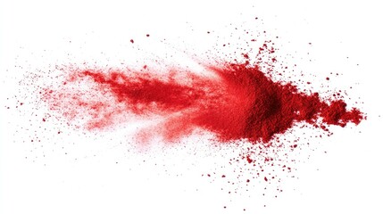 Poster - Vibrant red powder explosion against a white background, showcasing dynamic motion and vivid color