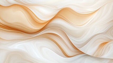 Poster - Smooth flowing beige and white abstract waves smooth, peach colored surface with a subtle gradient.