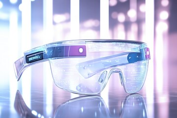 Poster - Futuristic smart glasses showcasing advanced technology and design with vibrant lighting effects