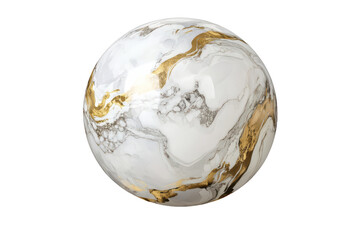 Poster - A white sphere with gold and gray marbling effect on a gray background creating a luxurious aesthetic