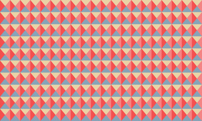 Fototapete - Abstract geometric pattern featuring interlocking triangles in muted coral, blush pink, and dusty blue.