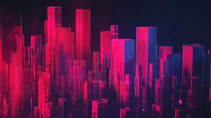 Poster - Neon Cityscape: A Futuristic Digital Metropolis