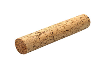 Poster - A close up shot showcasing a cylindrical cork stopper with a textured surface on a neutral gray background