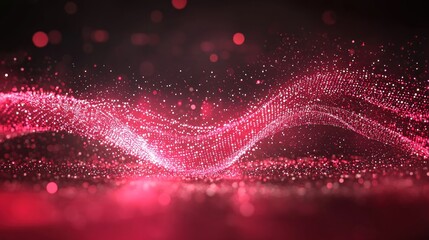 Poster - Crimson Particle Wave: Abstract Digital Art