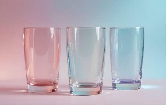 Transparent Glasses Collection on Pastel Surface