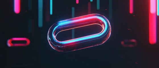 Poster - Cyberpunk Link: Neon Chain in Digital Space