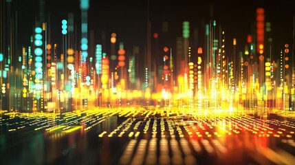 Poster - Abstract Digital Cityscape: Neon Lights and Futuristic Architecture